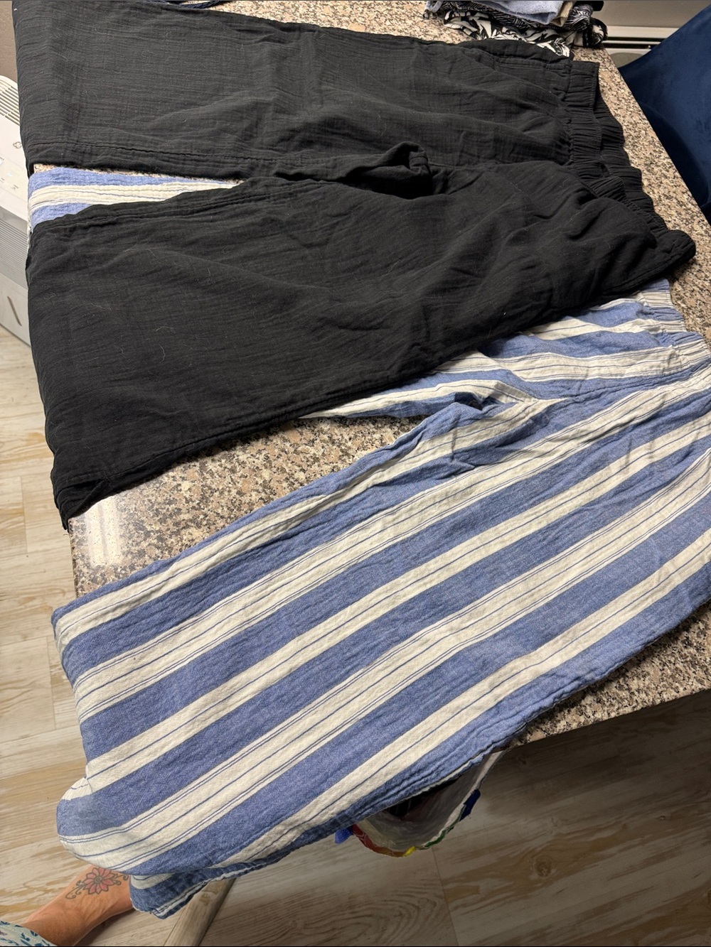 Old Navy Striped Blue & White and Black Pair wide leg pants